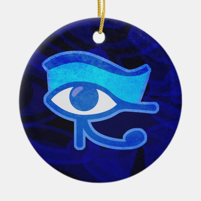 Blue Horus Eye Ceramic Tree Decoration (Front)