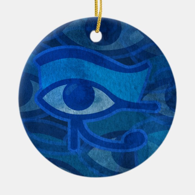 Blue Horus Eye Ceramic Tree Decoration (Front)