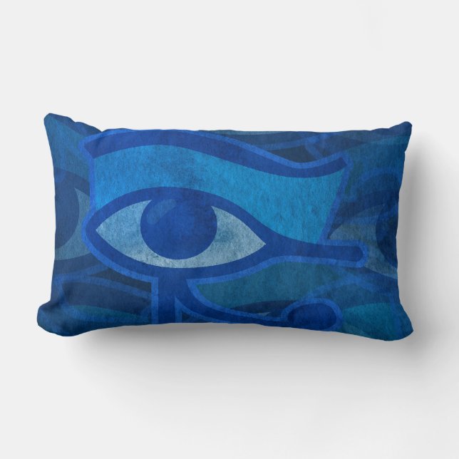 Blue Horus Eye Lumbar Cushion (Front)