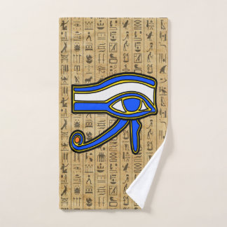Blue Horus Eye On Hieroglyphs  Bath Towel Set