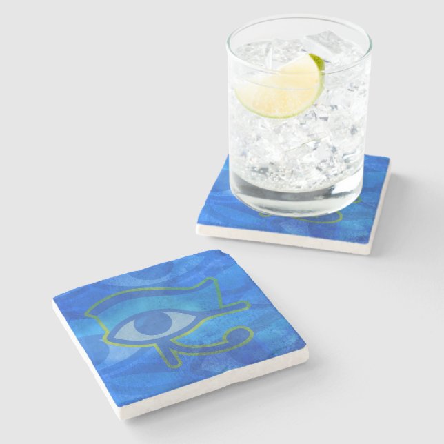 Blue Horus Eye Stone Coaster (Side)