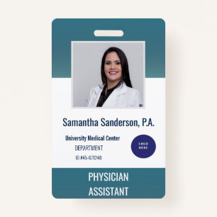 Blue Hospital Employee ID Logo Barcode ID Badge