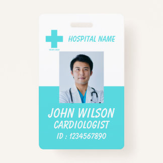 Blue Hospital Employee Name ID Badge