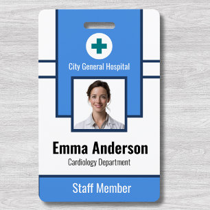 Blue Hospital Employee Photo ID – Nurse Doctor ID Badge
