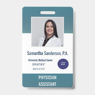 Blue Hospital Healthcare Employee ID Logo Barcode Badge