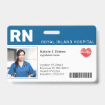 Blue | Hospital Medical Employee Photo ID Badge<br><div class="desc">Create custom name badges and tags that make it simple for customers and clients to identify employees. Add additional information to the back as needed. Add your custom wording to this design by using the "Edit this design template" boxes on the right hand side of the item, or click the...</div>