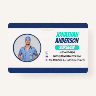 Blue   Hospital Medical Employee Photo ID Badge
