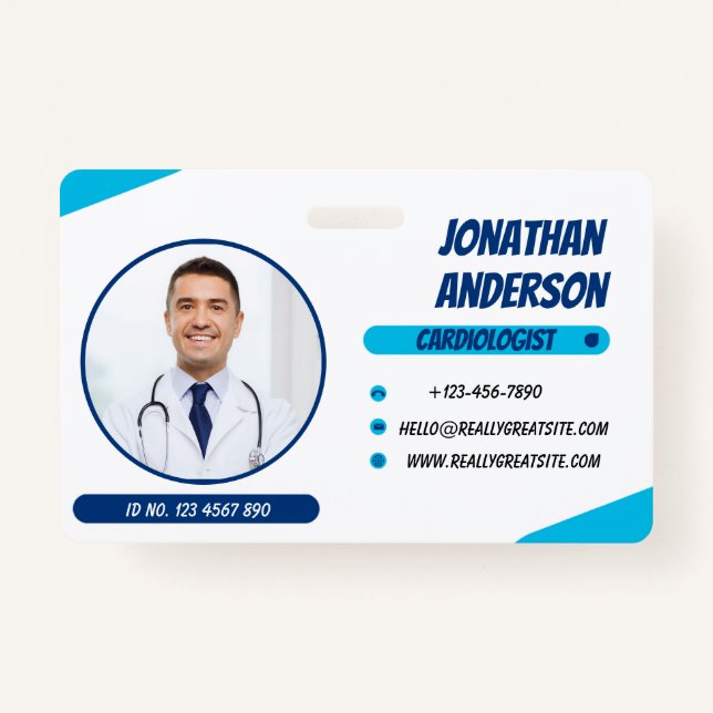 Blue | Hospital Medical Employee Photo ID Badge (Front)