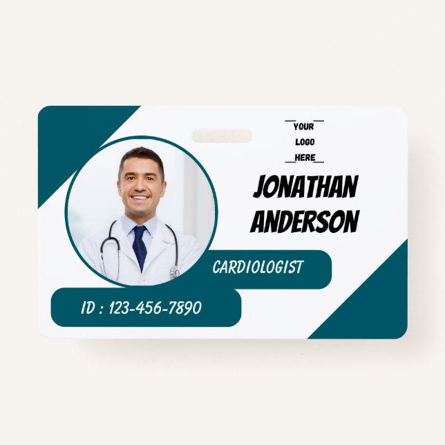 Blue | Hospital Medical Employee Photo ID Badge (Front)