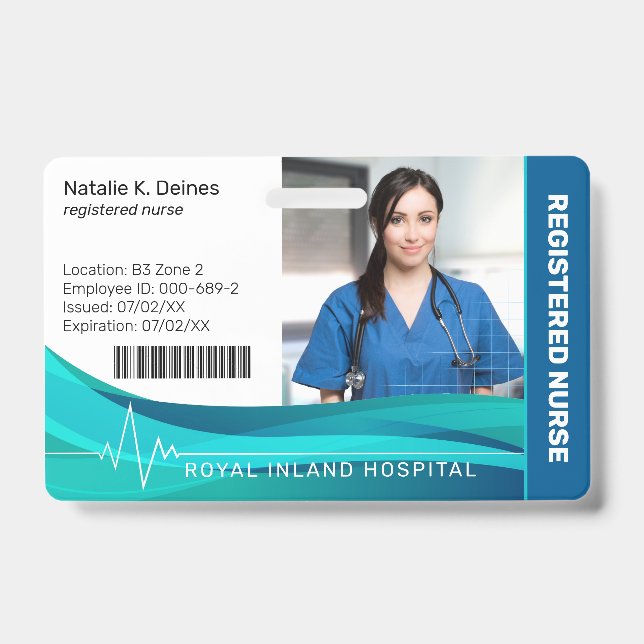 Blue | Hospital Medical Employee Photo ID Badge (Front)