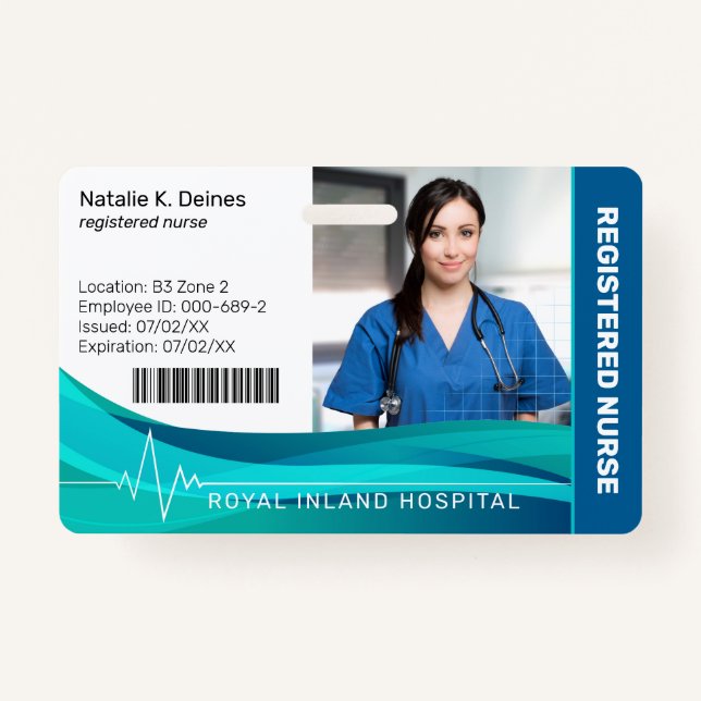 Blue | Hospital Medical Employee Photo ID Badge (Front)