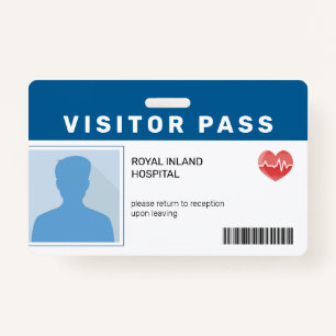 Blue   Hospital Visitor Pass ID Badge