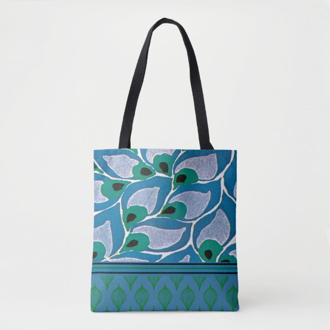 Blue Hostas Art Nouveau Tote Bag (Front)