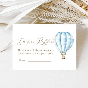 Blue Hot Air Ballon Baby Shower Diaper Raffle Enclosure Card