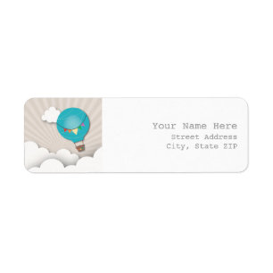 Blue Hot Air Balloon Address Label