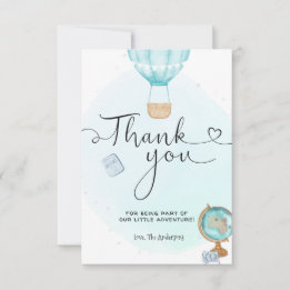 Blue Hot Air Balloon Adventure Thank You Card