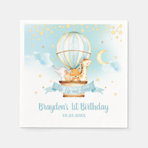 Blue Hot Air Balloon Animals Birthday Party  Napkin