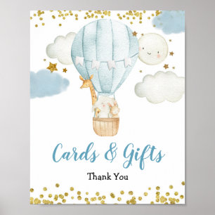 Blue Hot Air Balloon Animals Cards & Gifts Sign