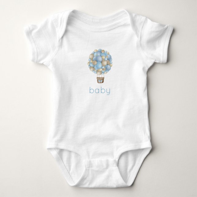 Blue Hot Air Balloon Baby Bodysuit (Front)