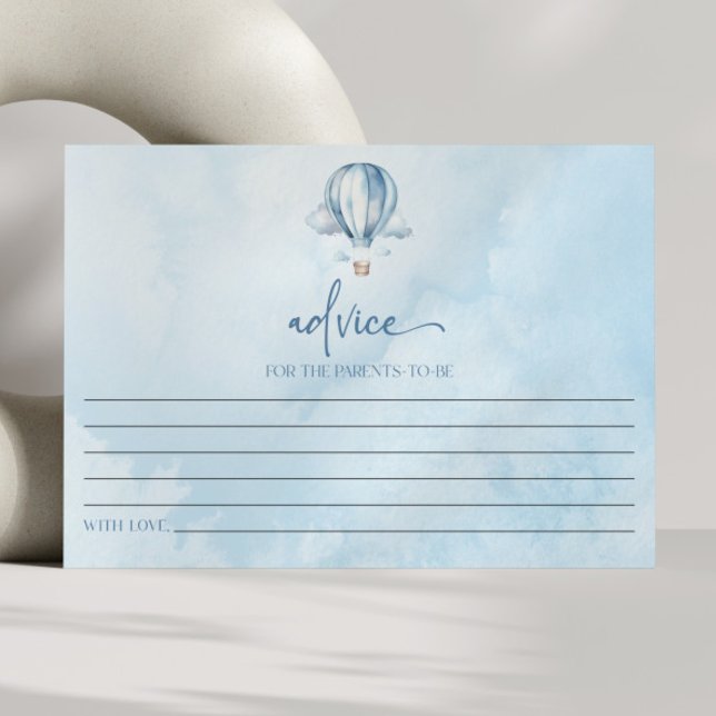 Blue Hot Air Balloon Baby Shower Advice Card (Creator Uploaded)