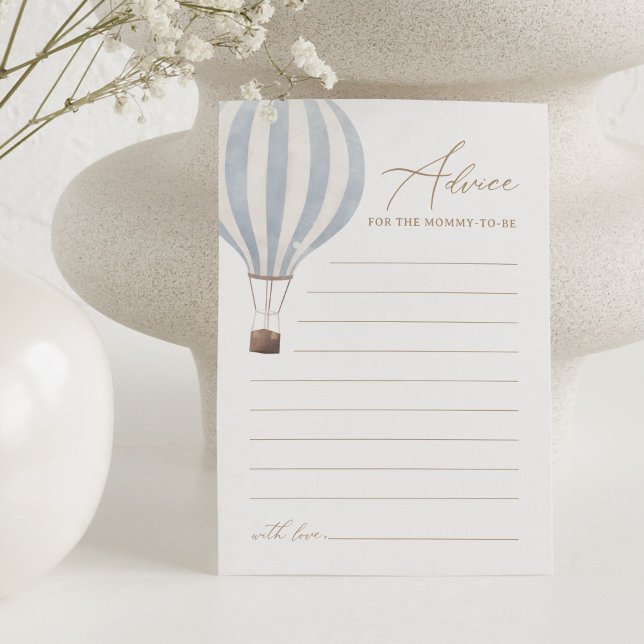 Blue Hot Air Balloon Baby Shower Advice Card (Creator Uploaded)