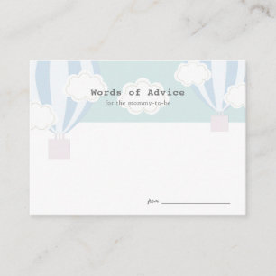 Blue Hot Air Balloon Baby Shower Advice Card