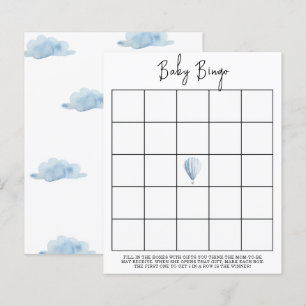 Blue hot air balloon - Baby shower bingo game