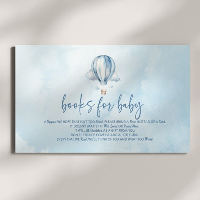 Blue Hot Air Balloon Baby Shower Books For Baby Enclosure Card (Creator Uploaded)