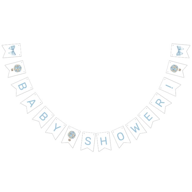 Blue Hot Air Balloon Baby Shower Bunting (All)