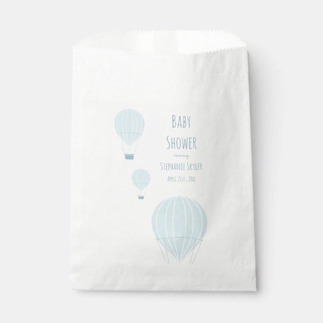 Blue Hot Air Balloon | Baby Shower Favour Bags (Front)