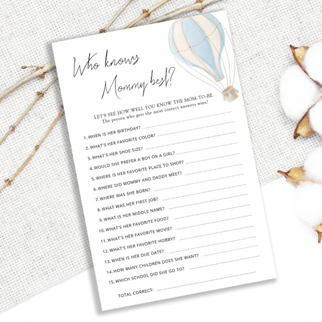 Blue Hot Air Balloon Baby Shower Knows Mummy Best (Creator Uploaded)