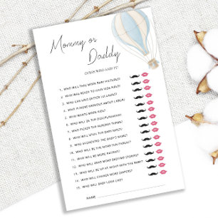 Blue Hot Air Balloon Baby Shower Mummy or Daddy