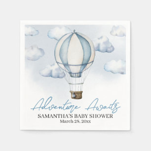 Blue Hot Air Balloon Baby Shower Paper Napkin