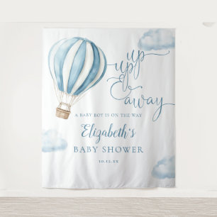 Blue Hot Air Balloon Baby Shower Photo Backdrop Tapestry