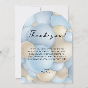 Blue Hot Air Balloon Baby Shower Thank You Card