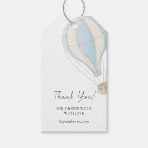 Blue Hot Air Balloon Baby Shower Thank You Gift Tags