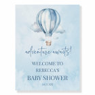 Blue Hot Air Balloon Baby Shower Welcome Sign