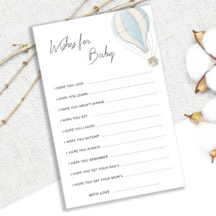 Blue Hot Air Balloon Baby Shower Wishes For Baby