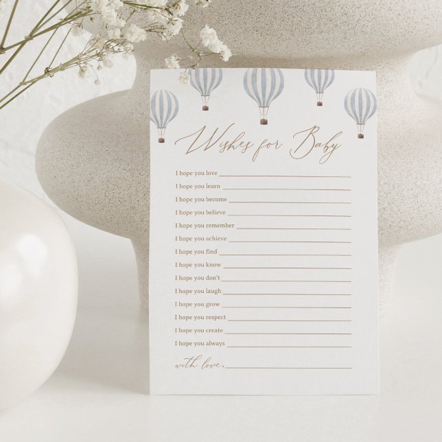 Blue Hot Air Balloon Baby Shower Wishes for Baby Invitation (Creator Uploaded)