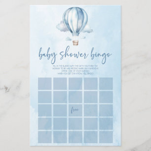 Blue Hot Air Balloon Bingo Baby Shower Game