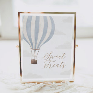 Blue Hot Air Balloon Birthday Sweet Treats Sign