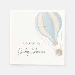 Blue Hot Air Balloon Boy Baby Shower Napkin