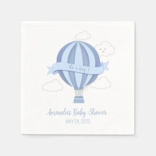 Blue Hot Air Balloon Boy Baby Shower Napkins