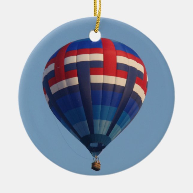 Blue Hot Air Balloon Ceramic Tree Decoration (Front)