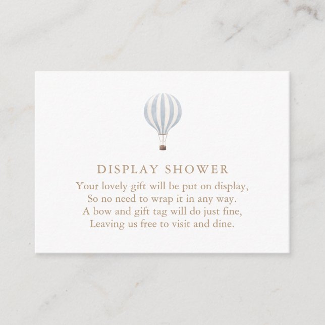 Blue Hot Air Balloon Display Shower Enclosure Card (Front)