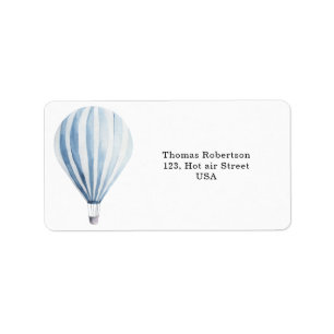 Blue hot air balloon label