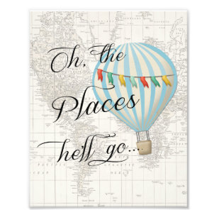 Blue Hot Air Balloon Nursery Wall Art