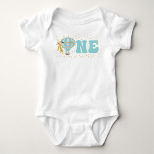Blue Hot Air Balloon ONE 1st Birthday  Baby Bodysuit