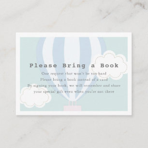 Blue Hot Air Balloon Please Bring a Book Enclosure Card