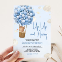 Blue Hot Air Balloon Up and Away Baby Shower